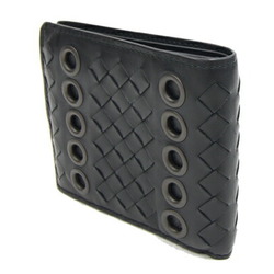 Bottega Veneta Bi-fold Wallet Intrecciato 113993 Black Leather Compact Men's Grommet BOTTEGA VENETA