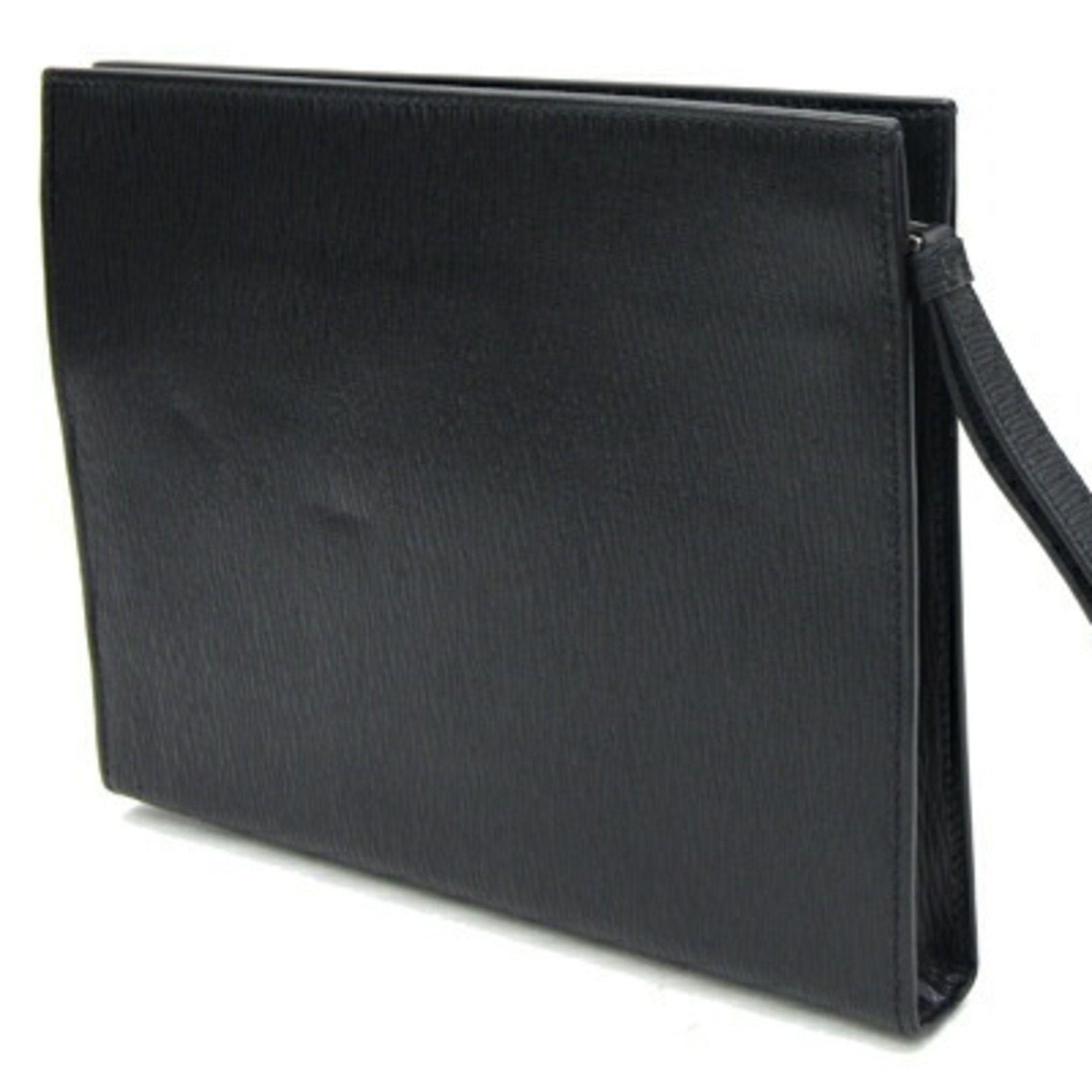 Salvatore Ferragamo Clutch Bag Gancini Revival 240972 Black Leather Second Men's
