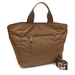 Prada handbag BR4376 brown nylon leather shoulder bag triangle ladies large PRADA