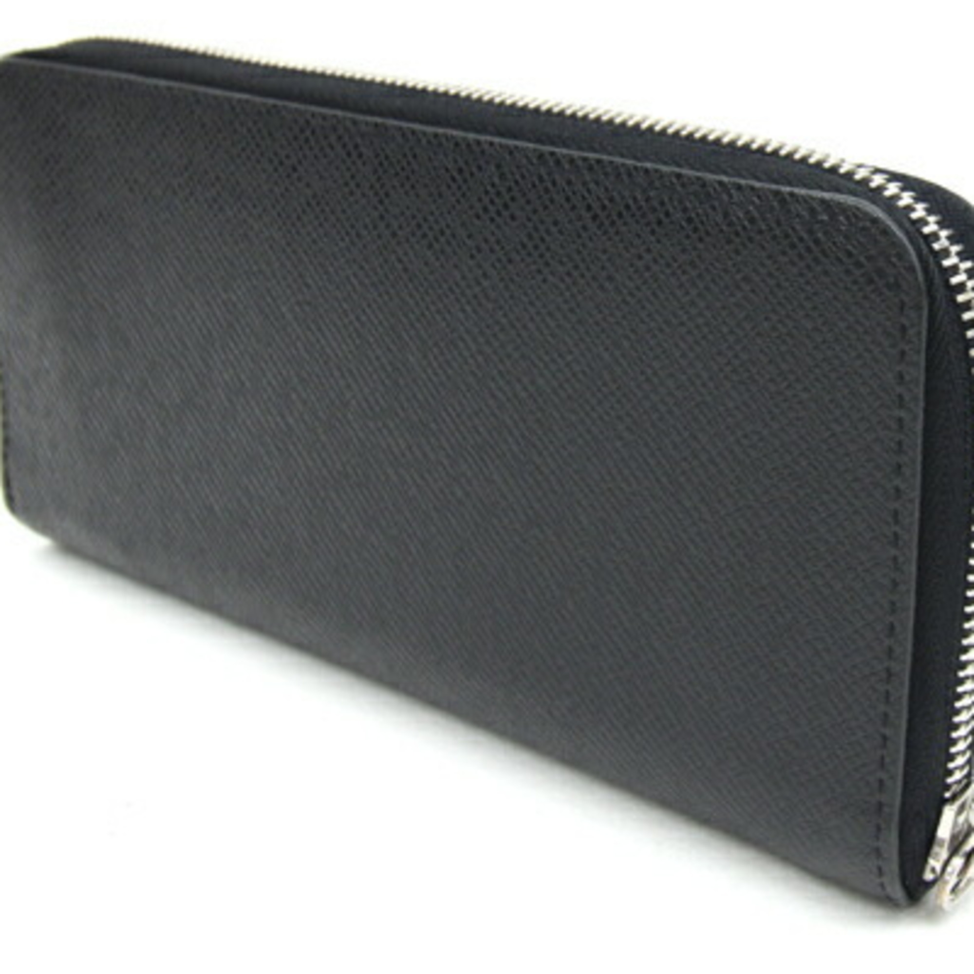 Louis Vuitton Round Long Wallet Taiga Zippy Vertical Noir M30503 Men's Leather LV LOUIS VUITTON