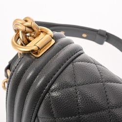 CHANEL Boy Chanel Chain Shoulder 25cm Grey Women's Caviar Skin Bag