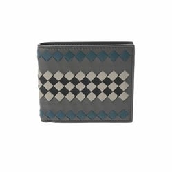 BOTTEGAVENETA Bottega Veneta Intrecciato Grey/Blue/Black - Men's Leather Bi-fold Wallet