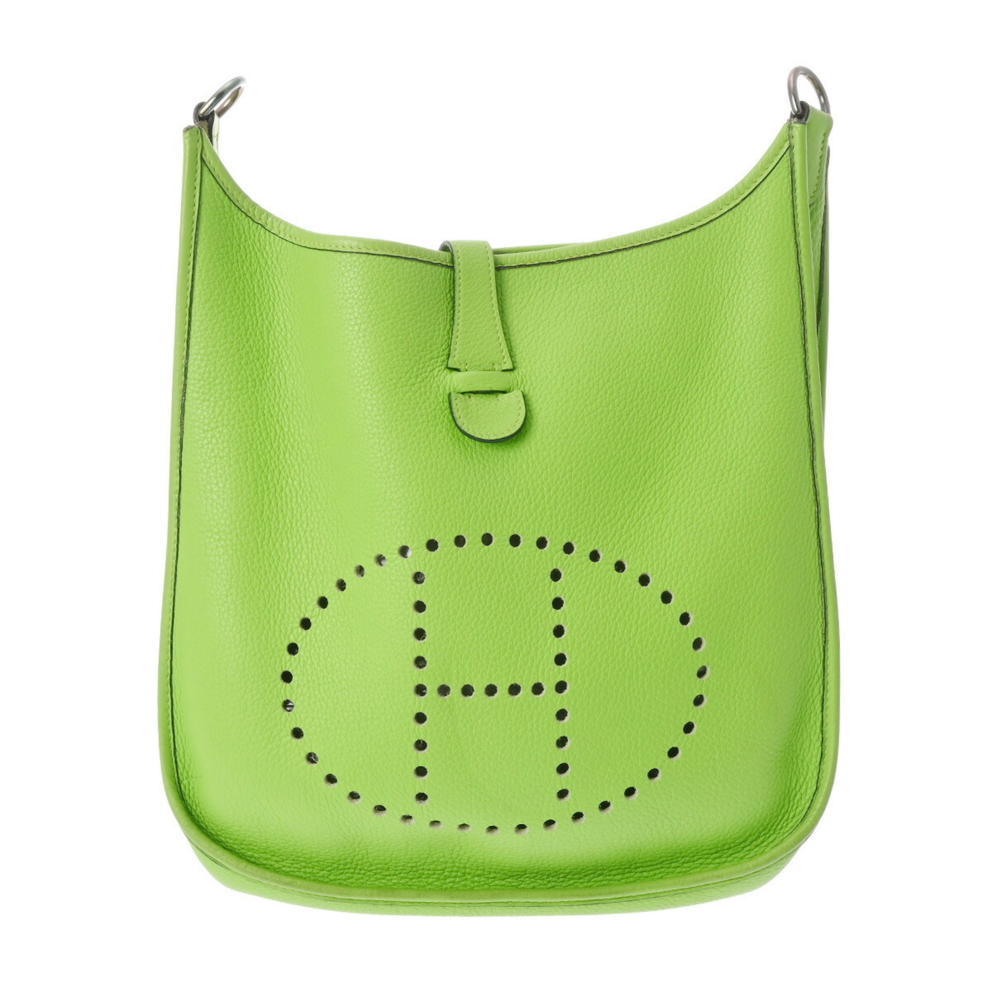 HERMES Evelyn GM Apple Green G Stamp (around 2003) Women's Taurillon Clemence Shoulder Bag
