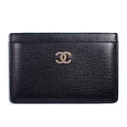 CHANEL Leather Coco Mark Black x Gold Card Case