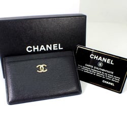 CHANEL Leather Coco Mark Black x Gold Card Case