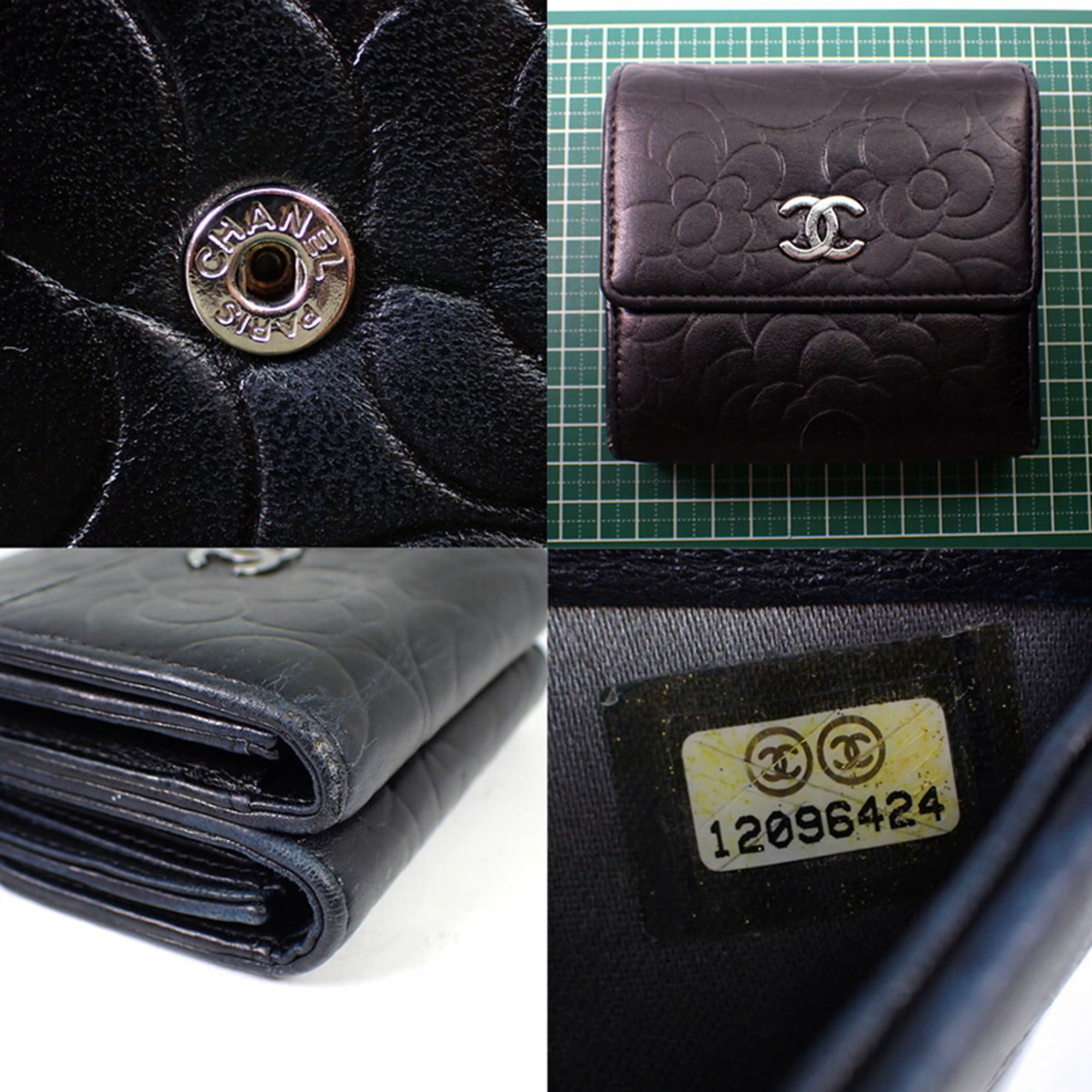 CHANEL Camellia 12096424 Compact Wallet Double Bi-fold