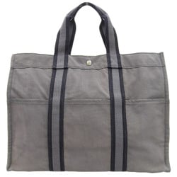 Hermes HERMES Foul Tote GM Handbag Bag Canvas Gray Black
