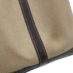 Hermes HERMES Garden 36 PM □F engraved handbag tote bag toile h leather brown beige