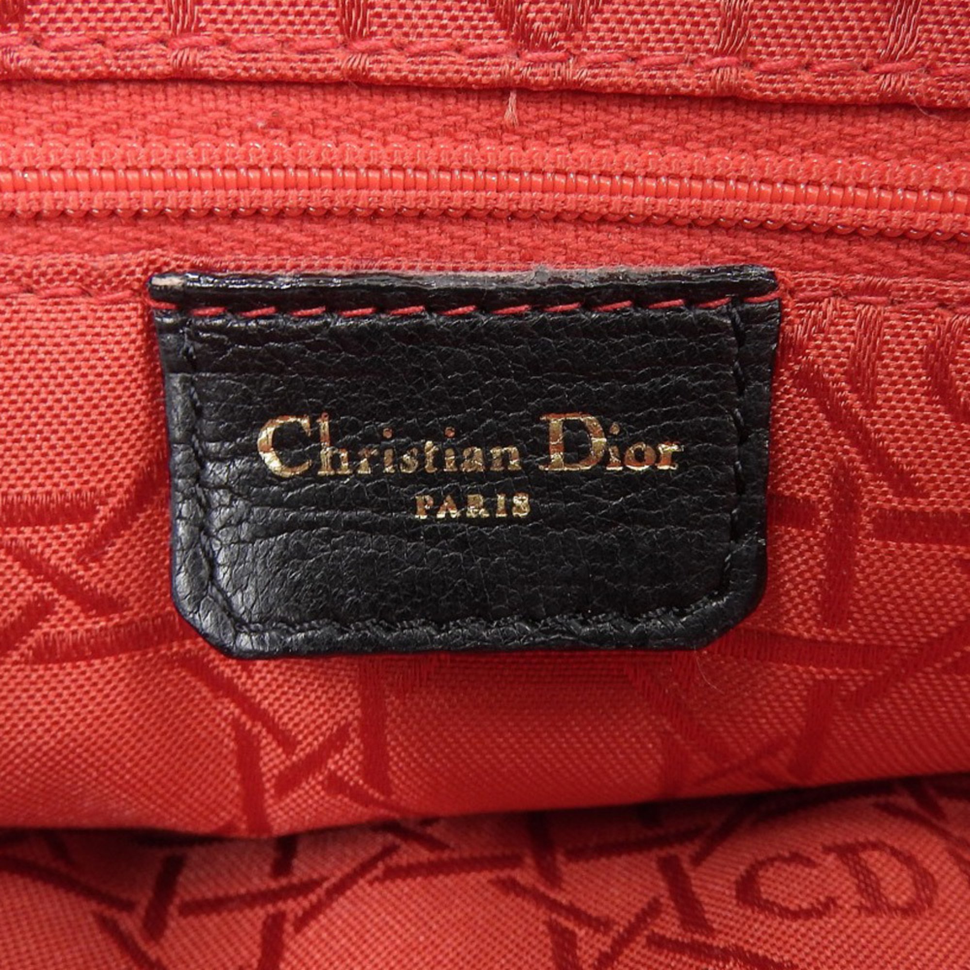 Christian Dior Lady Medium Cannage MA 0917 Handbag Leather Black