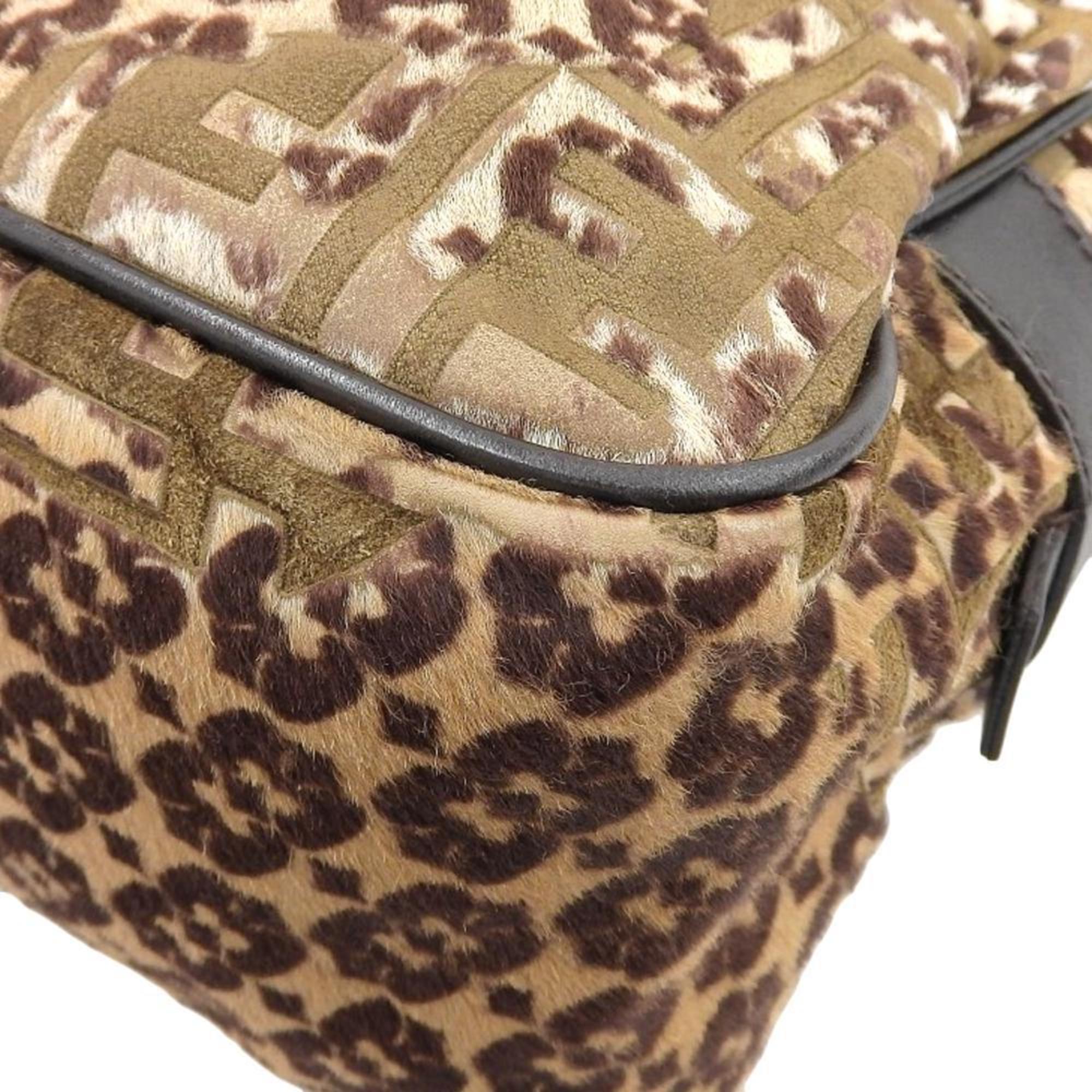 FENDI Handbag 8BN005 Boston Bag Pony FF Pattern Zucca Leopard