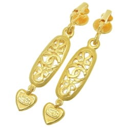 CHANEL Coco Mark Heart Earrings 95P with Plate