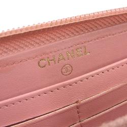 CHANEL Boy Chanel Round Long Wallet A80288 with sticker No. 27 Pink Coco Mark