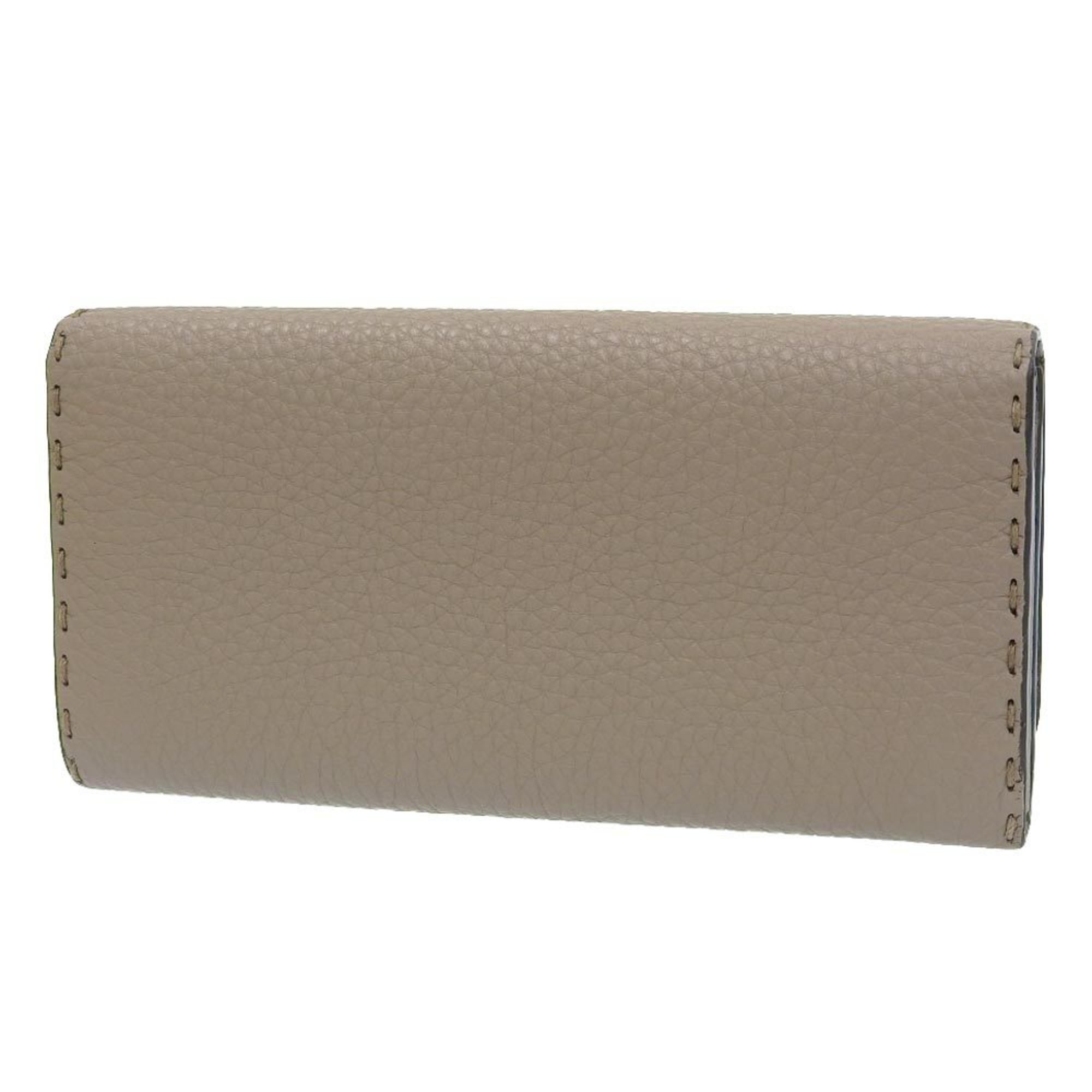 FENDI Selleria Long Wallet 8M0384 Leather Grey