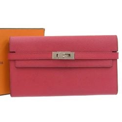 Hermes HERMES Kelly Wallet A Engraved Long Epson Rose Extreme