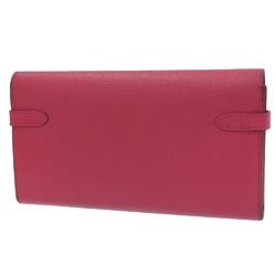 Hermes HERMES Kelly Wallet A Engraved Long Epson Rose Extreme