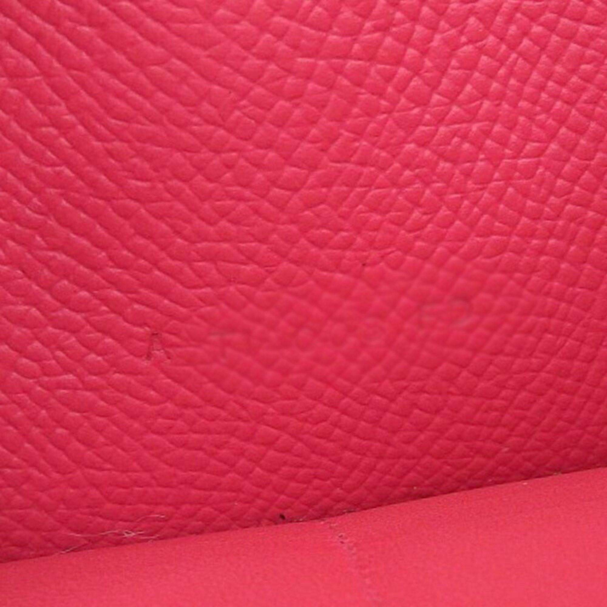 Hermes HERMES Kelly Wallet A Engraved Long Epson Rose Extreme