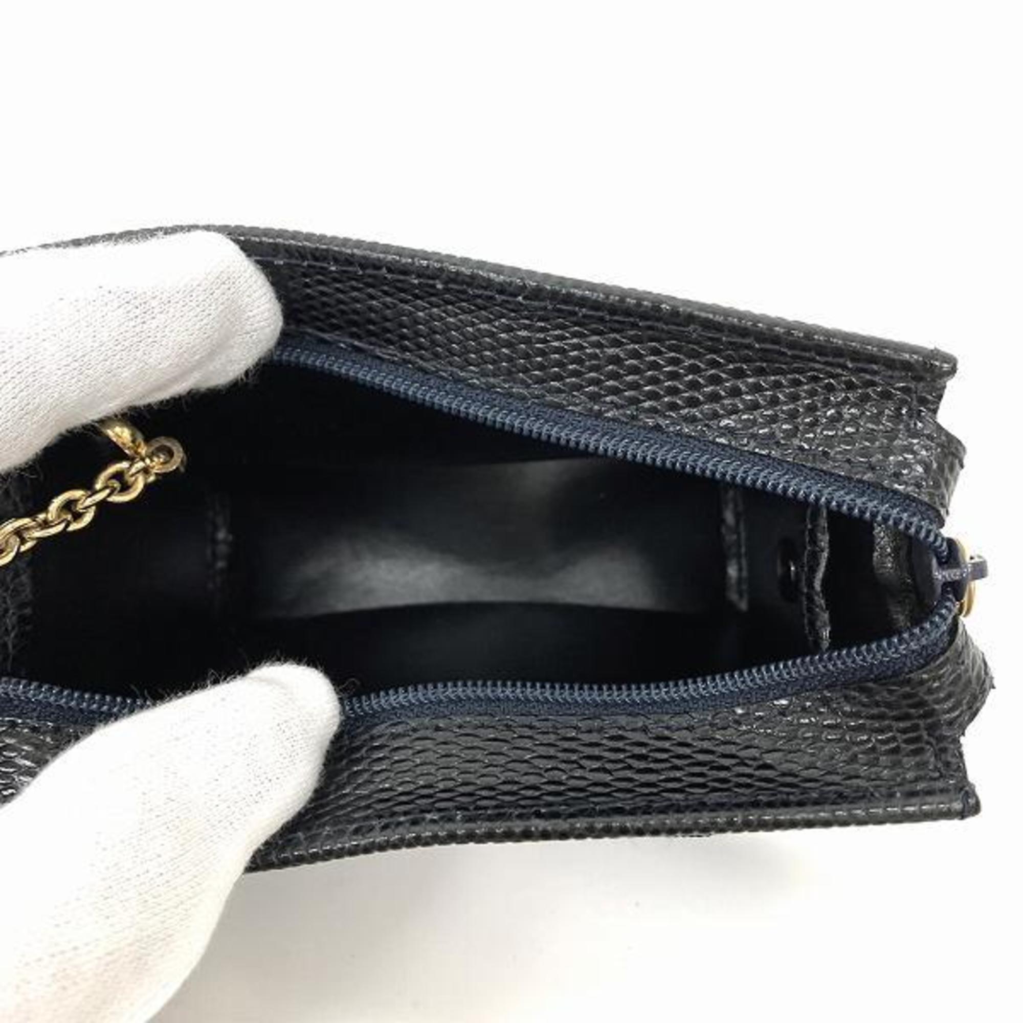 Salvatore Ferragamo Ferragamo Vara Ribbon 223057 Black Leather Accessory Pouch Women's Bag