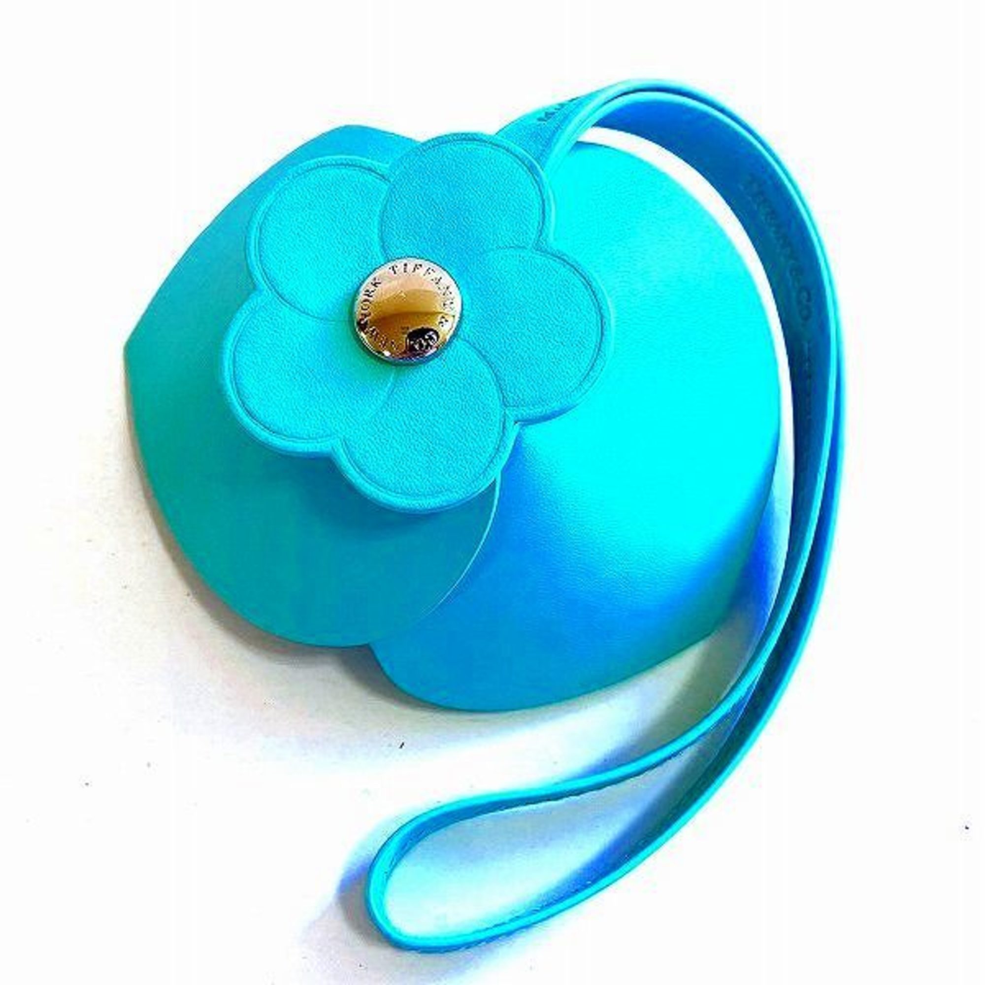 Tiffany bag charm leather blue flower accessory keychain for women