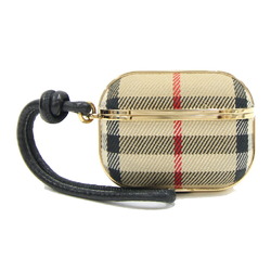 Burberry Earphone Case AirPods Pro 8038845 Beige Black Canvas Leather Strap Airpods Nova Check BURBERRY
