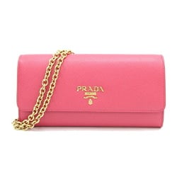 Prada Chain Wallet 1DH002 Pink Leather Shoulder Bag Clutch Women's Long PRADA