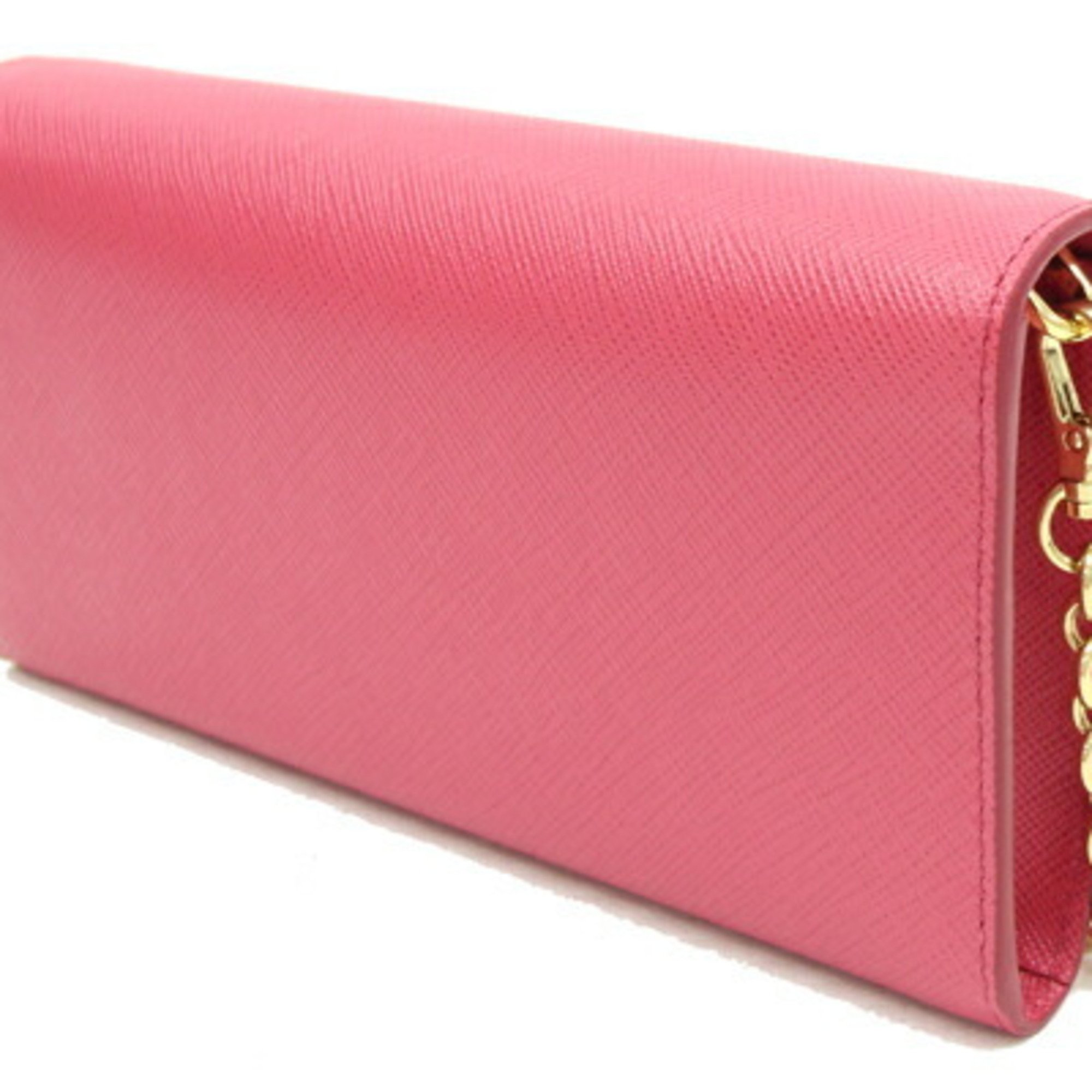 Prada Chain Wallet 1DH002 Pink Leather Shoulder Bag Clutch Women's Long PRADA