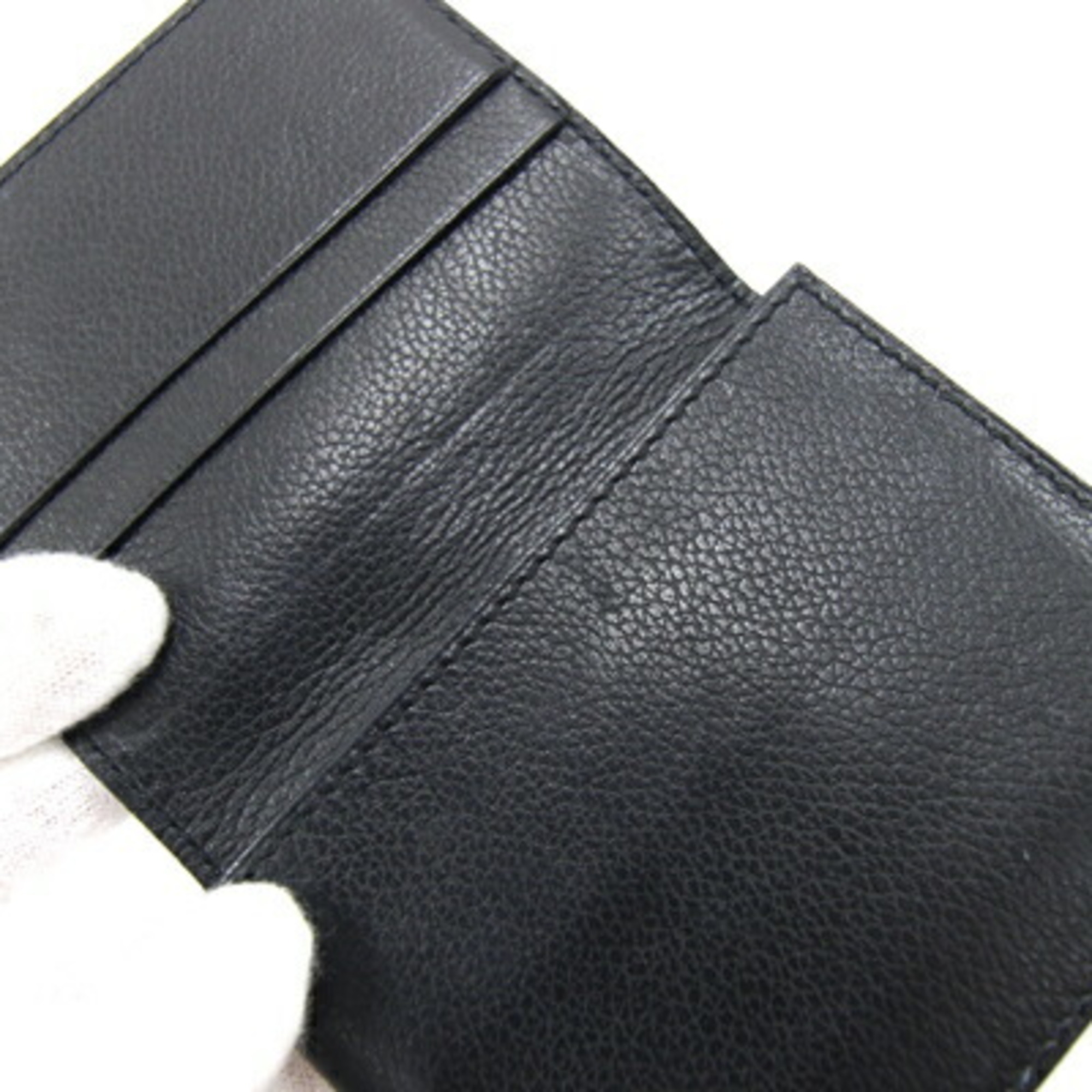Hermes Card Case Guernsey Black Leather □L Stamped 2008 Commuter Pass HERMES