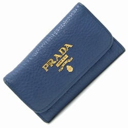 Prada 6-Key Case 1PG222 Blue Leather Key Holder Ring Keys Women's PRADA