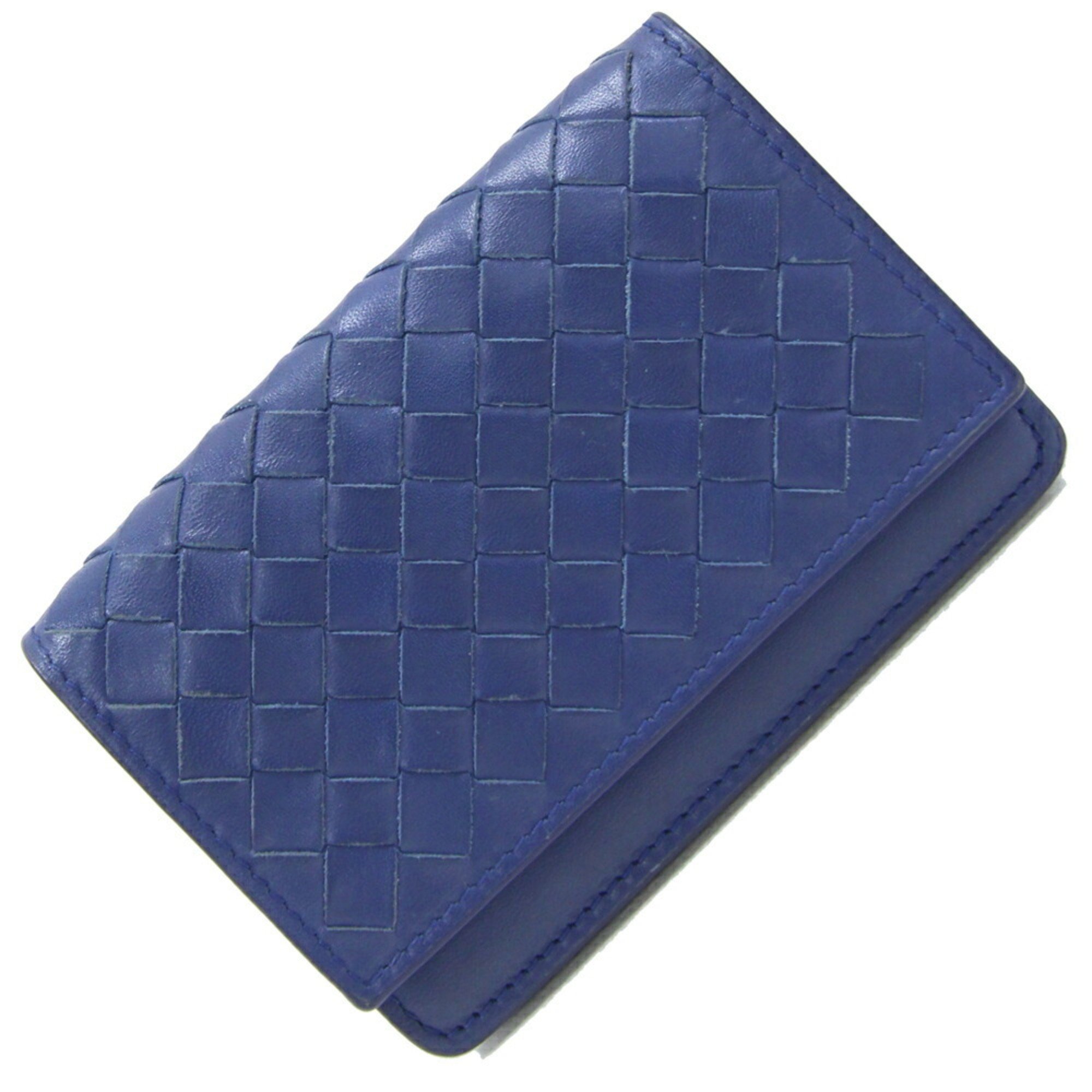 Bottega Veneta Business Card Holder Intrecciato Blue Leather Case for Men and Women BOTTEGA VENETA