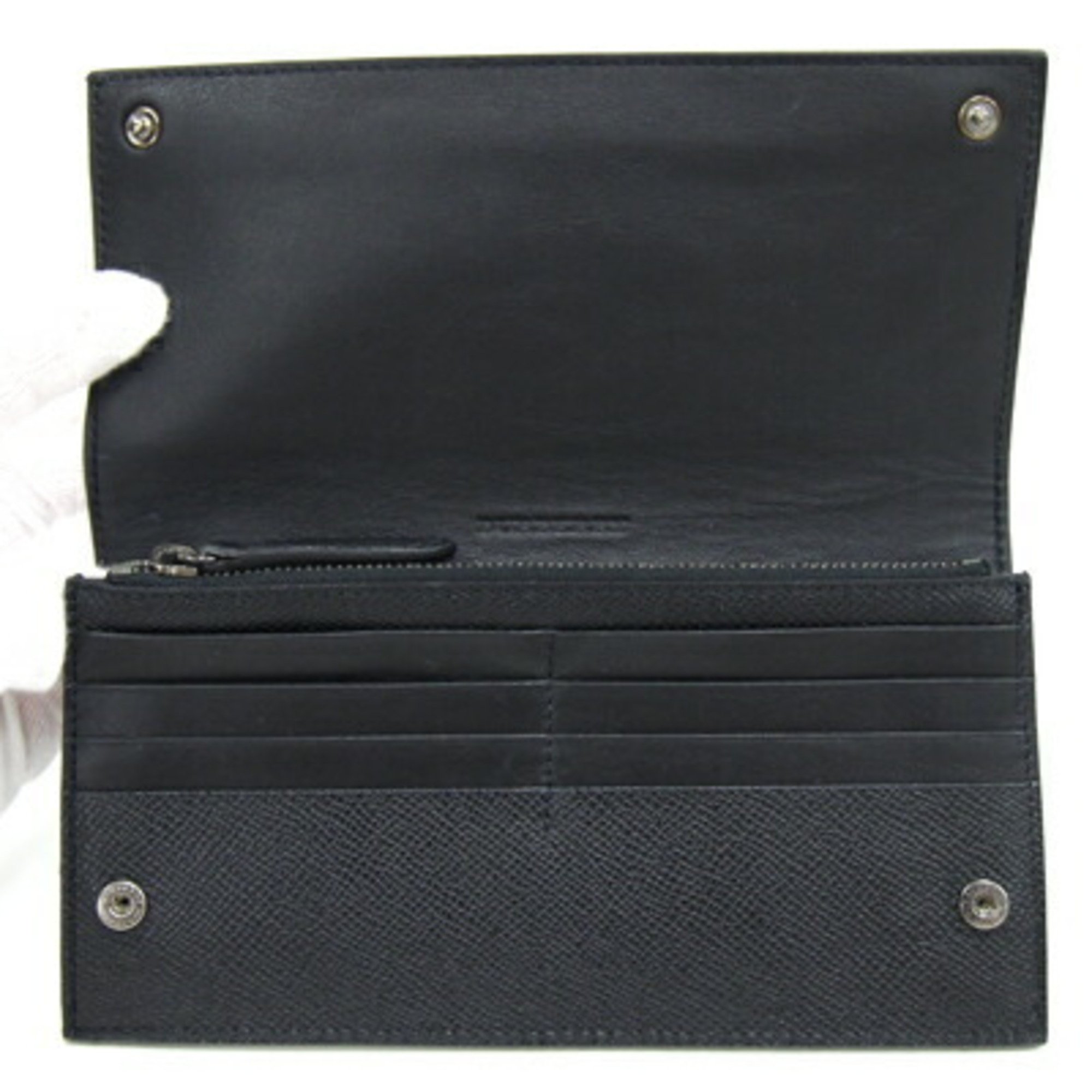 Burberry Bi-fold Long Wallet 3935510 Black Leather Men's BURBERRY