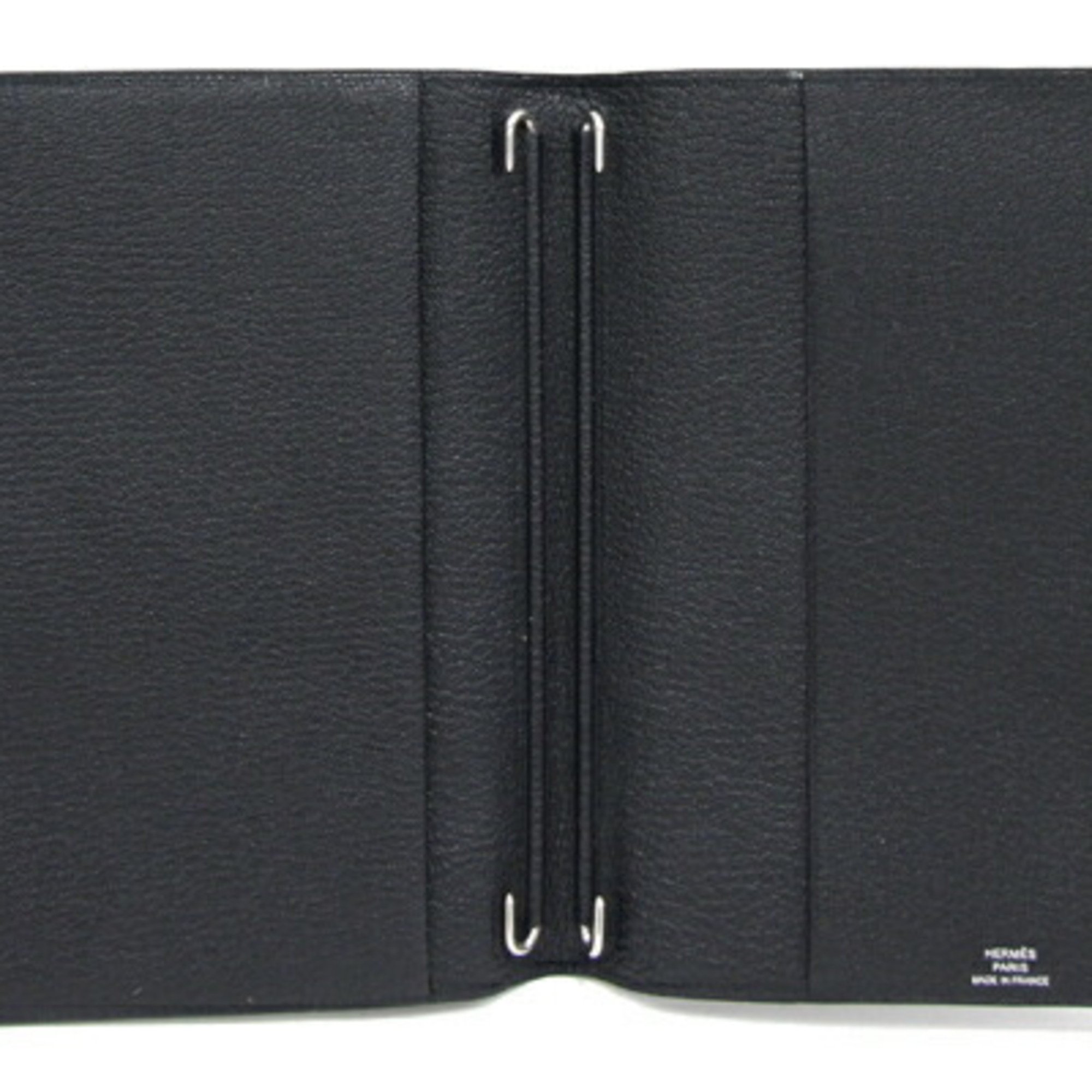 Hermes Notebook Cover EA Zip Black Swift Leather D Stamp Agenda Men's Women's HERMES