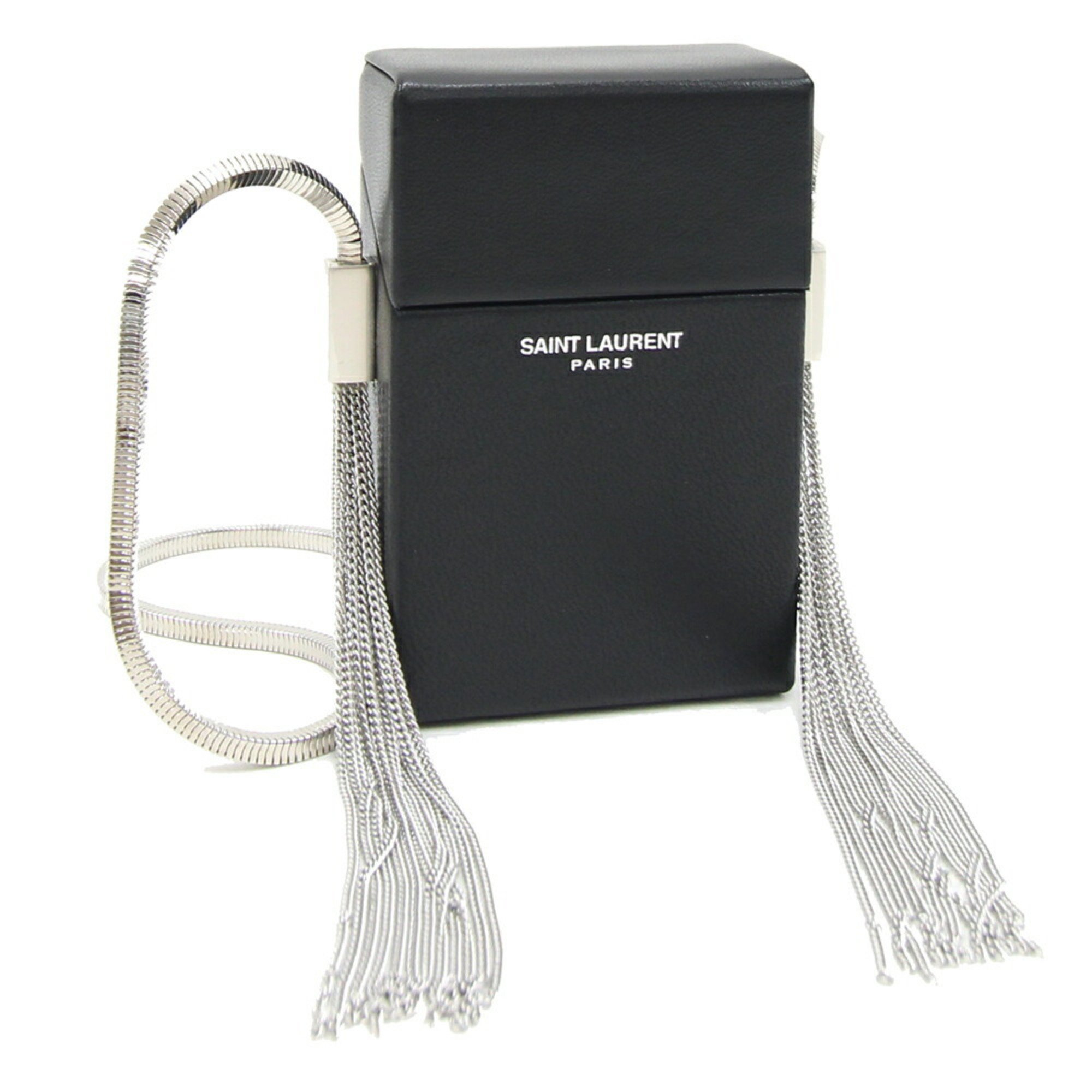 Saint Laurent Shoulder Bag 520118 Black Leather Cigarette Case Chain Women's SAINT LAURENT