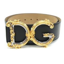 Dolce & Gabbana Belt DG Girls BE1336AZ83180999 Black Gold Silver Leather 85cm Buckle Men's Women's Combination DOLCE&GABBANA