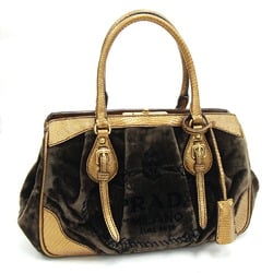 Prada handbag brown bronze velvet leather women's PRADA