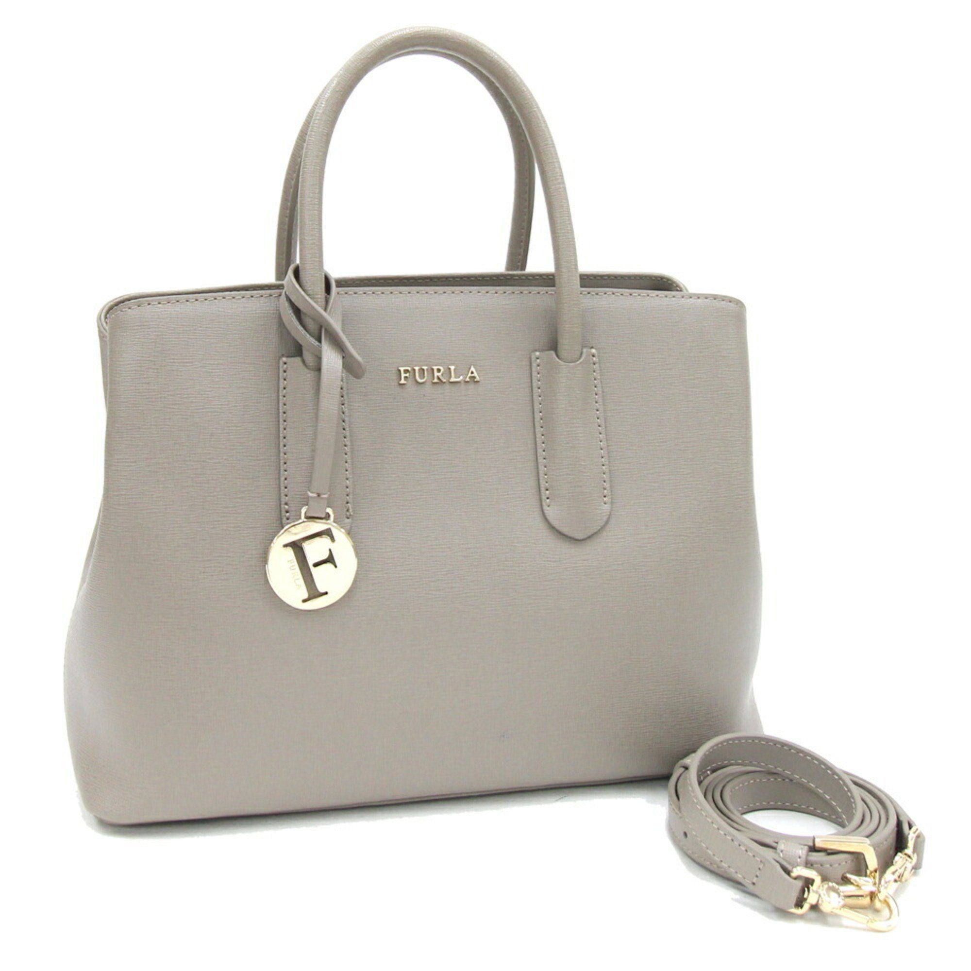 FURLA Handbag 937632 Grey Leather Shoulder Bag Ladies