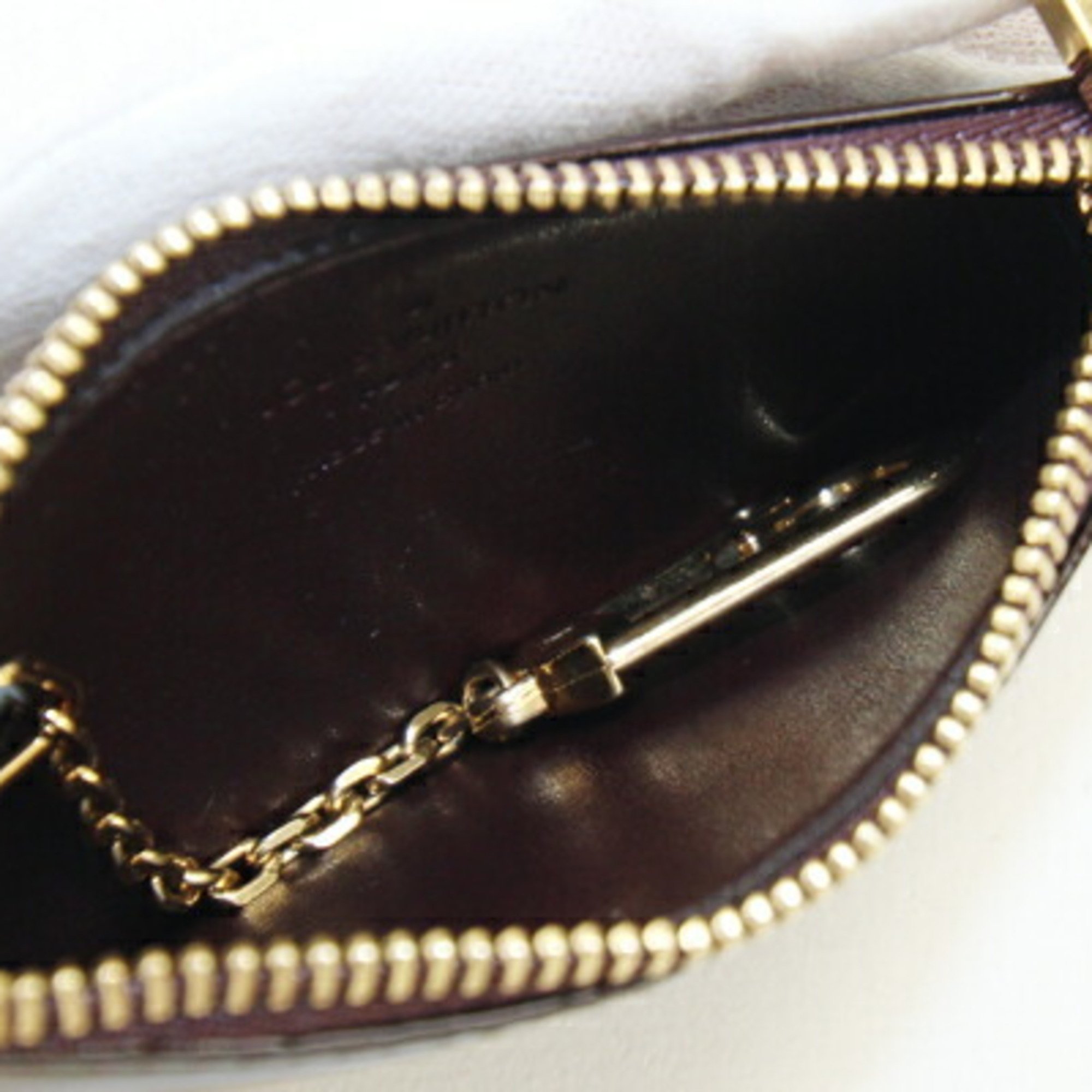 Louis Vuitton Coin Case Vernis Pochette Cle M93518 Amaranth Purse Key Ring Compact Wallet Women's LOUIS VUITTON