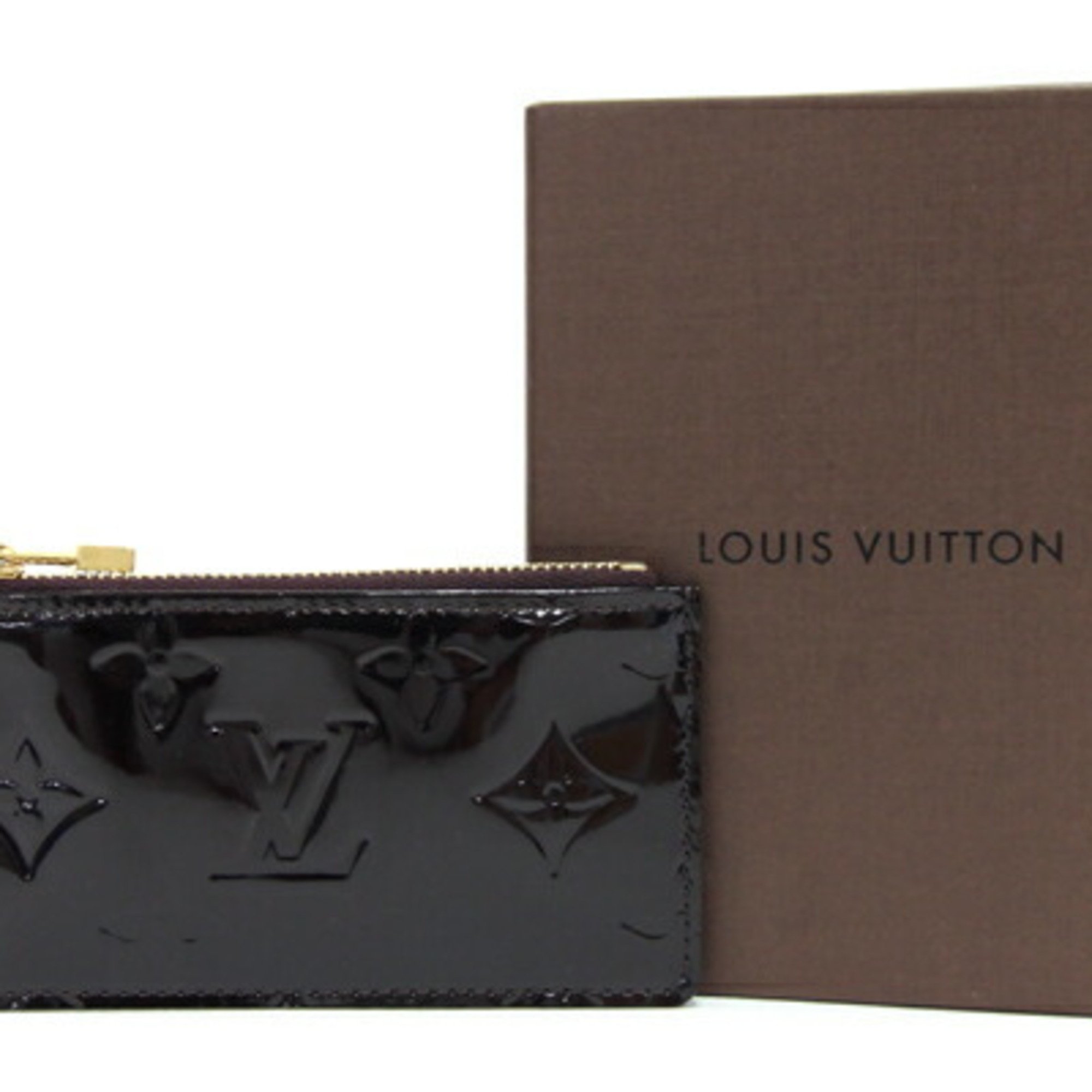 Louis Vuitton Coin Case Vernis Pochette Cle M93518 Amaranth Purse Key Ring Compact Wallet Women's LOUIS VUITTON