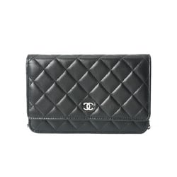 CHANEL Chanel Matelasse Chain Wallet Black AP0250 Women's Lambskin Shoulder Bag