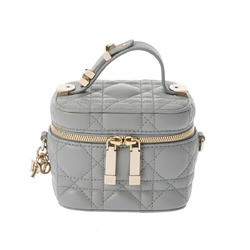 CHRISTIAN DIOR Lady Dior Micro Vanity Blue Grey Women's Leather Handbag