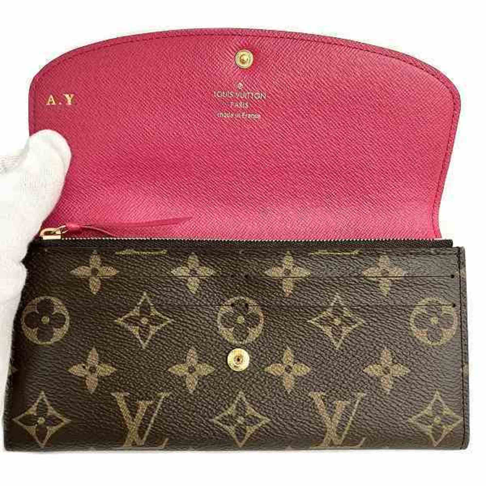 Louis Vuitton Monogram Portefeuille Emily M60136 Long Wallet with Initials for Women