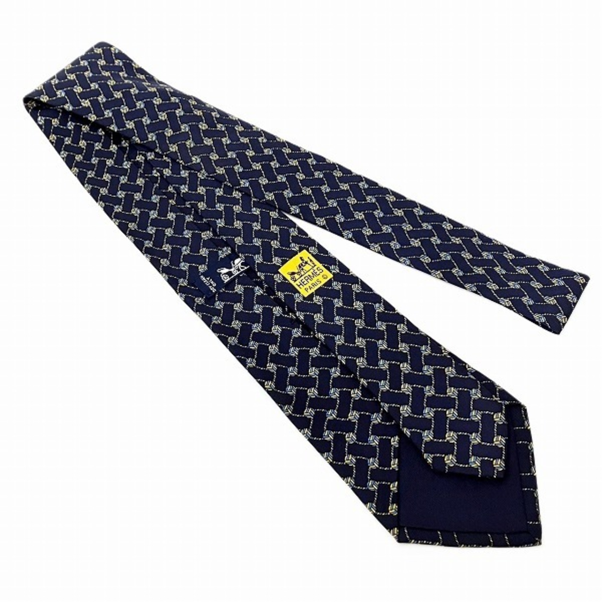 Hermes Navy Silk Accessory Necktie for Men