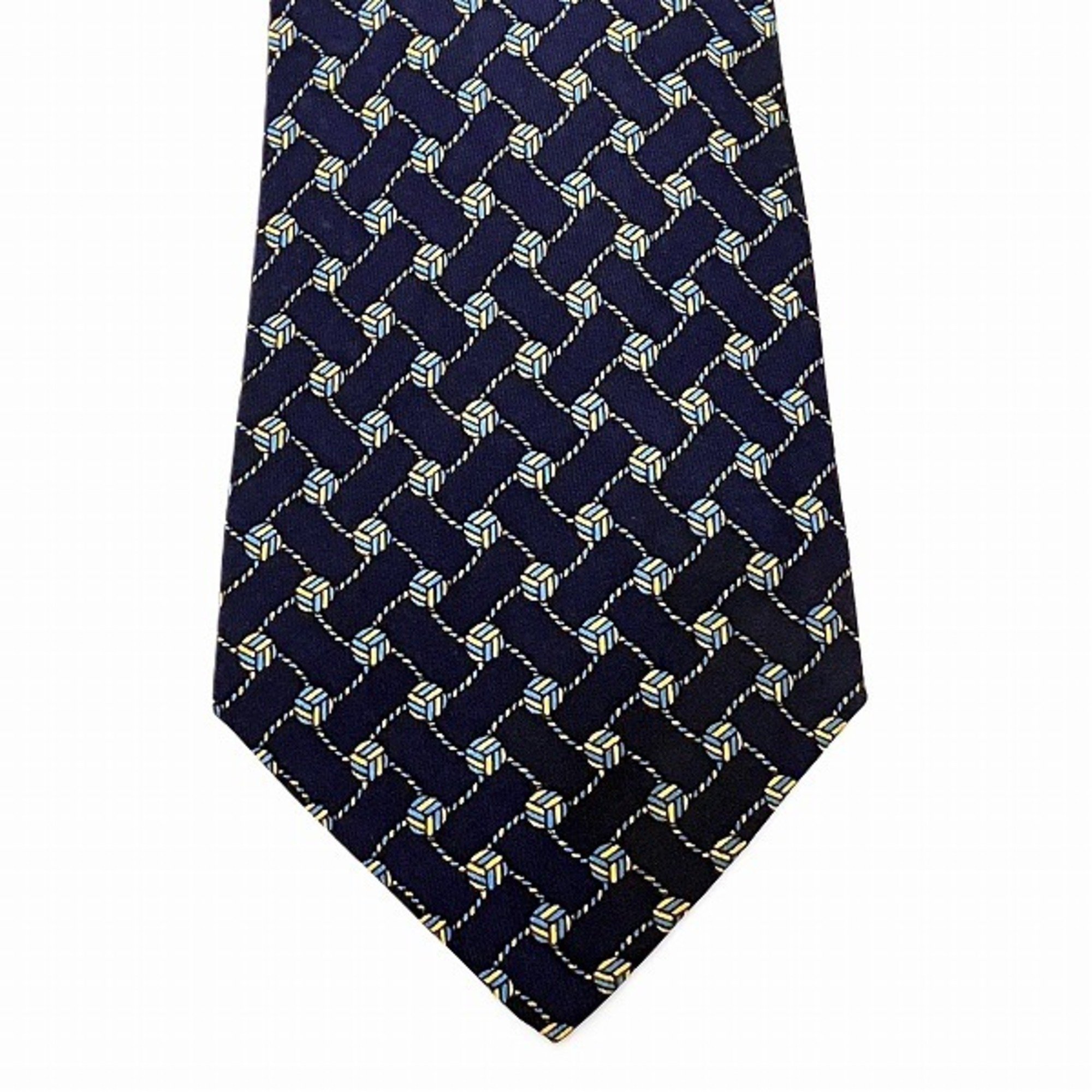 Hermes Navy Silk Accessory Necktie for Men