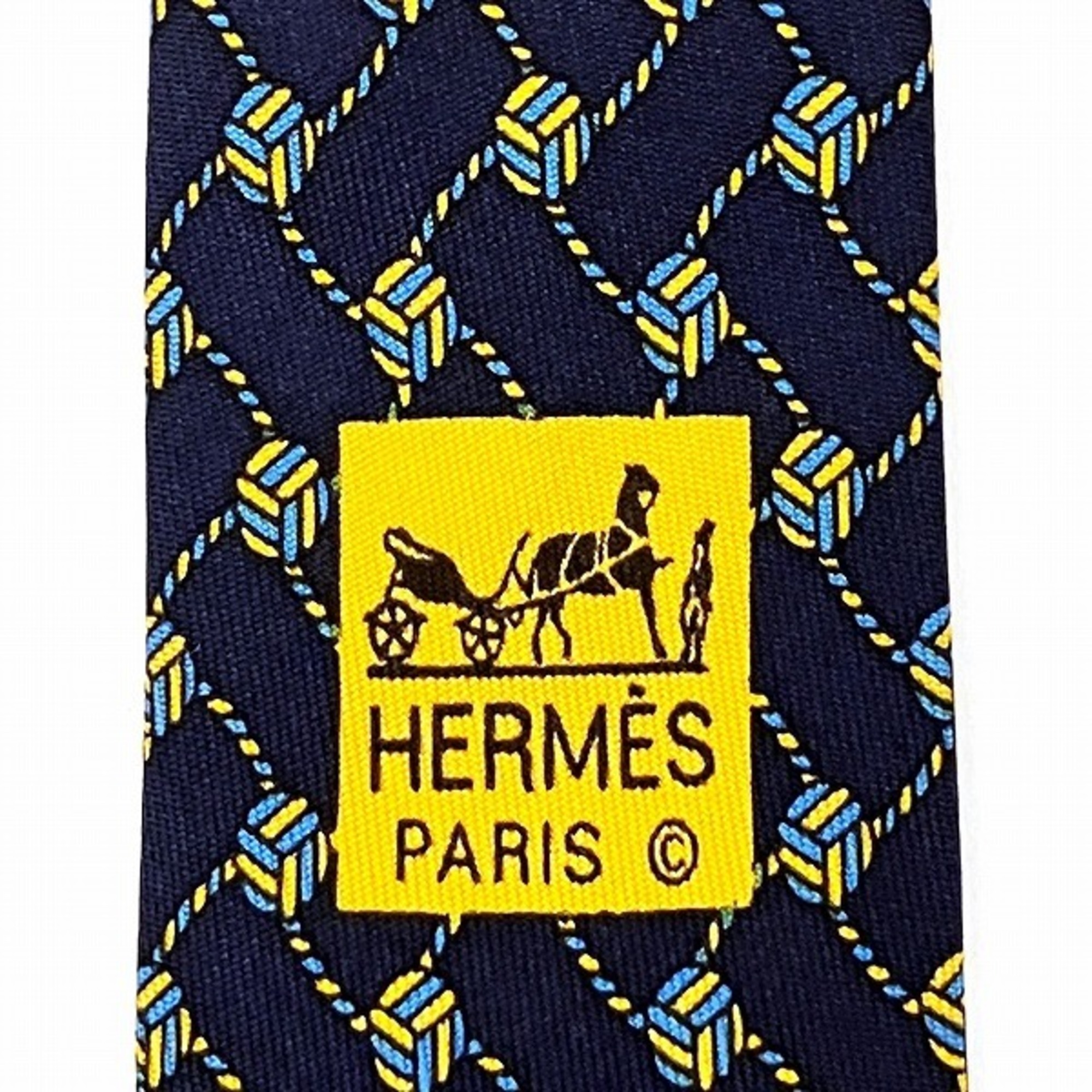 Hermes Navy Silk Accessory Necktie for Men