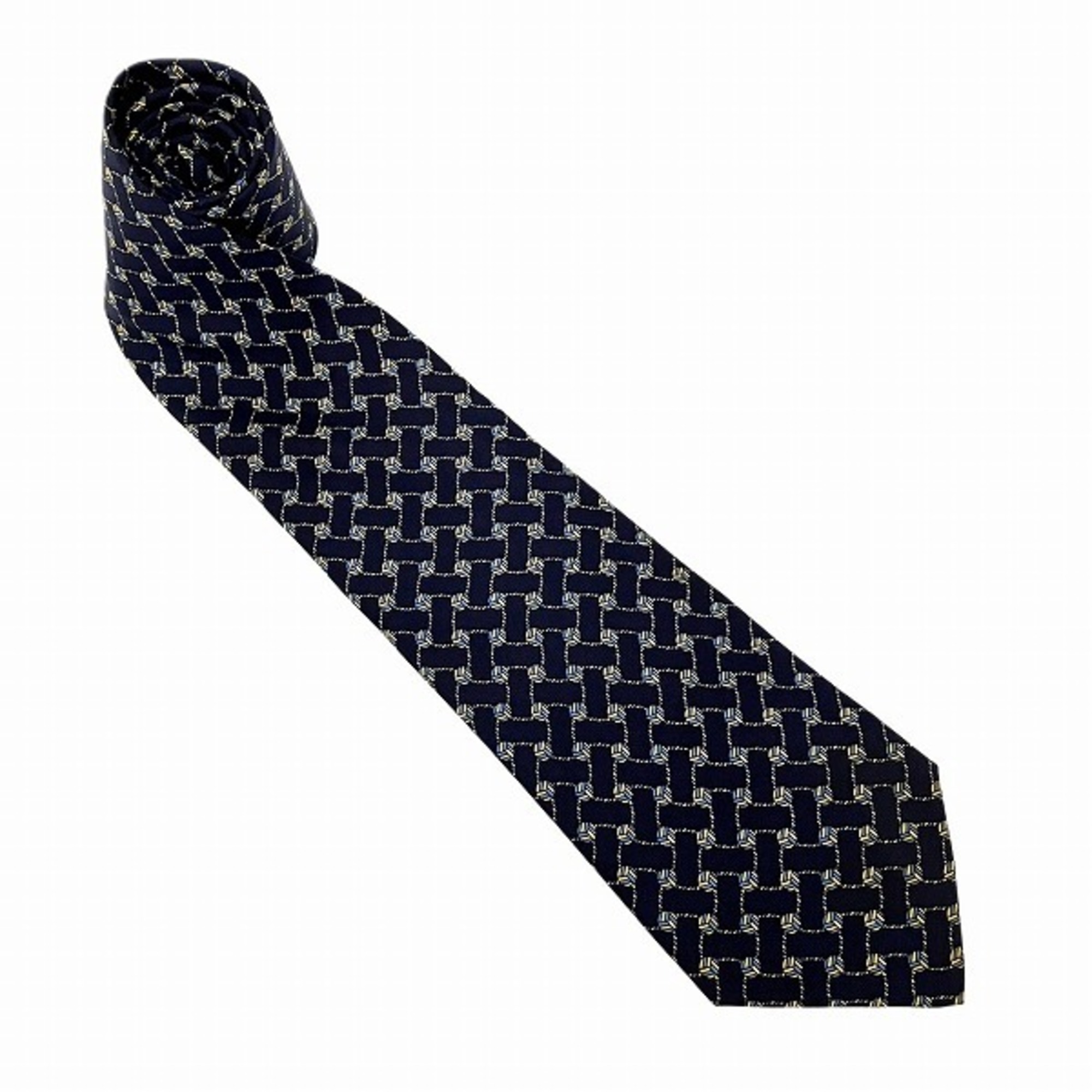 Hermes Navy Silk Accessory Necktie for Men