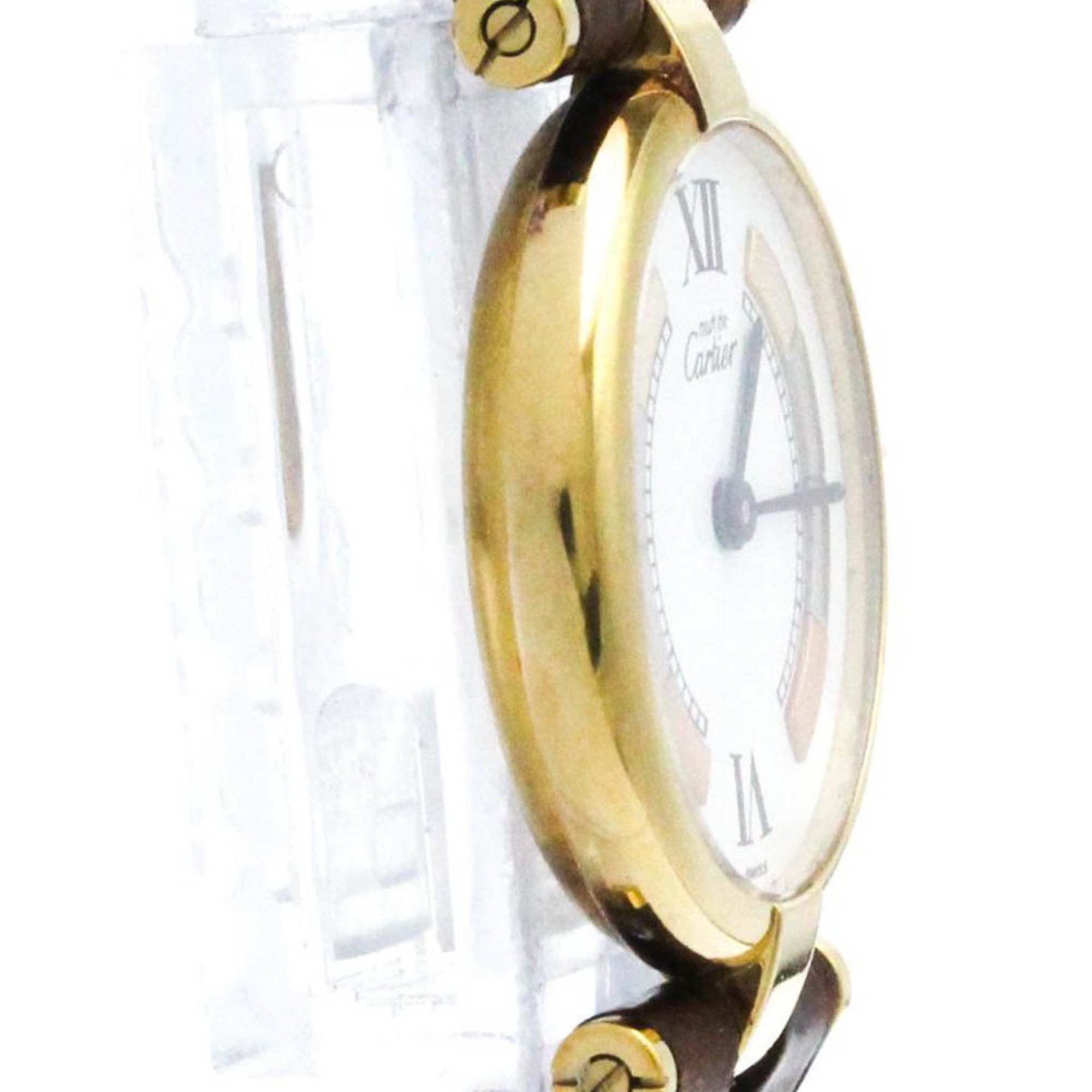 CARTIER Must Vendome Gold Plated Leather Quartz Ladies Watch BF572323