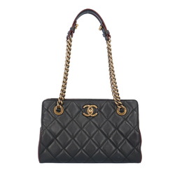 Chanel Matelasse Shoulder Bag Leather Black Women's CHANEL Chain