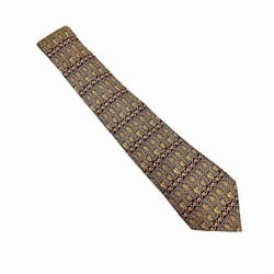 Hermes Yellow Silk Leaf Pattern Accessory Necktie for Men