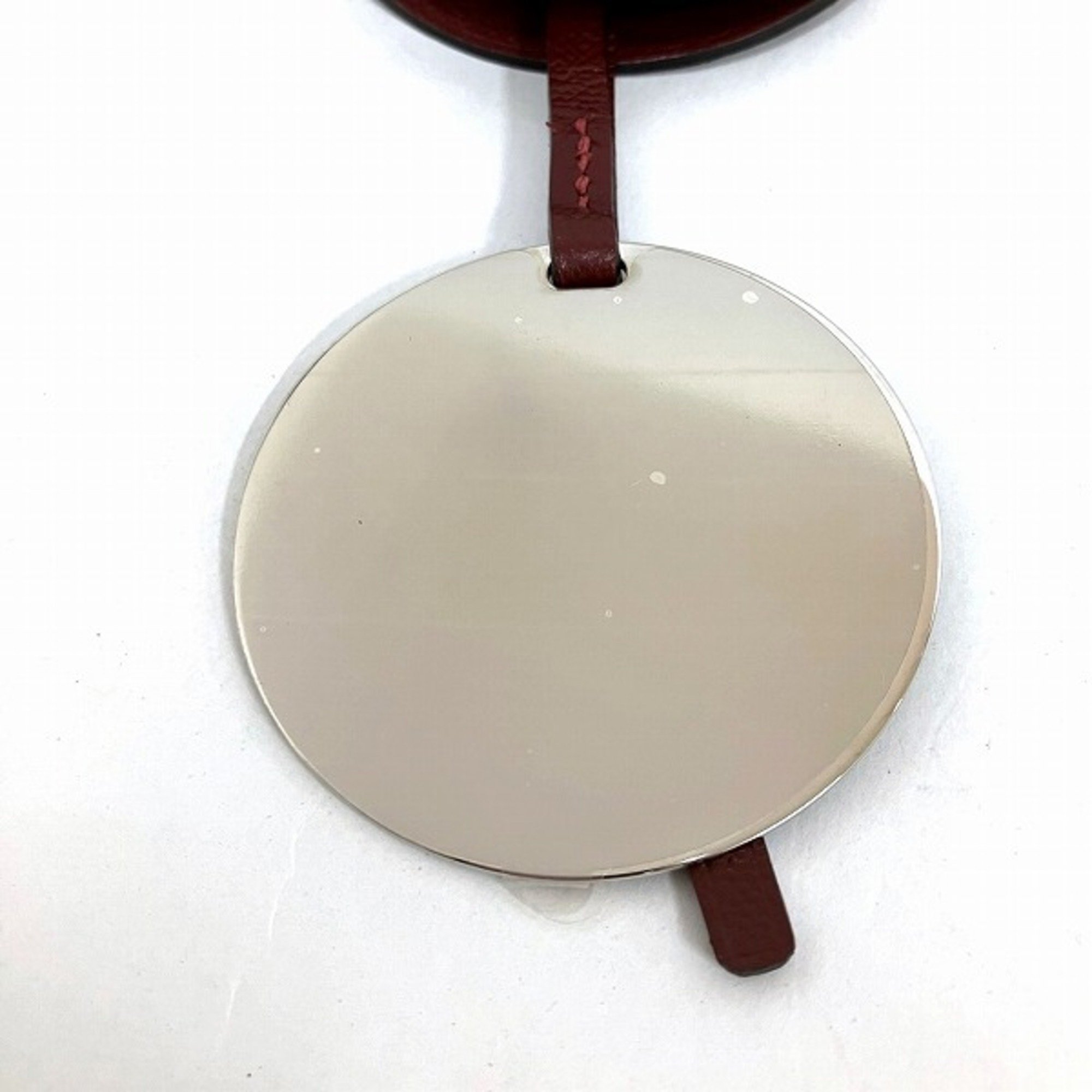 Hermes Miroir Mirror Pendant Leather Necklace Charm Accessory Women's