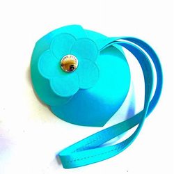 Tiffany bag charm leather blue flower accessory keychain for women