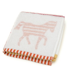 Hermes Les Cabanes Hand Towel Handkerchief Pink 100% Cotton