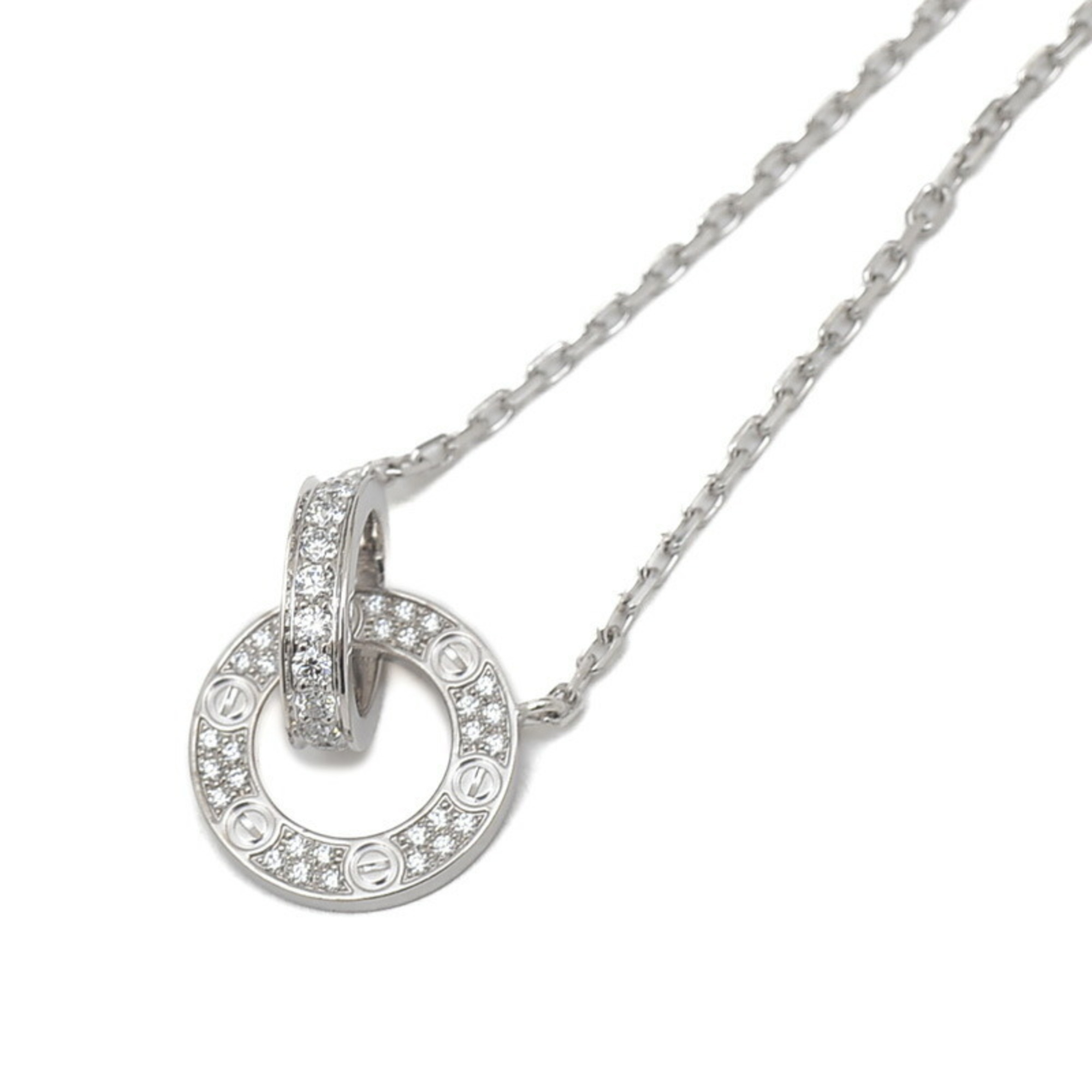 Cartier Love Circle Pavé Diamond Necklace K18WG B72163